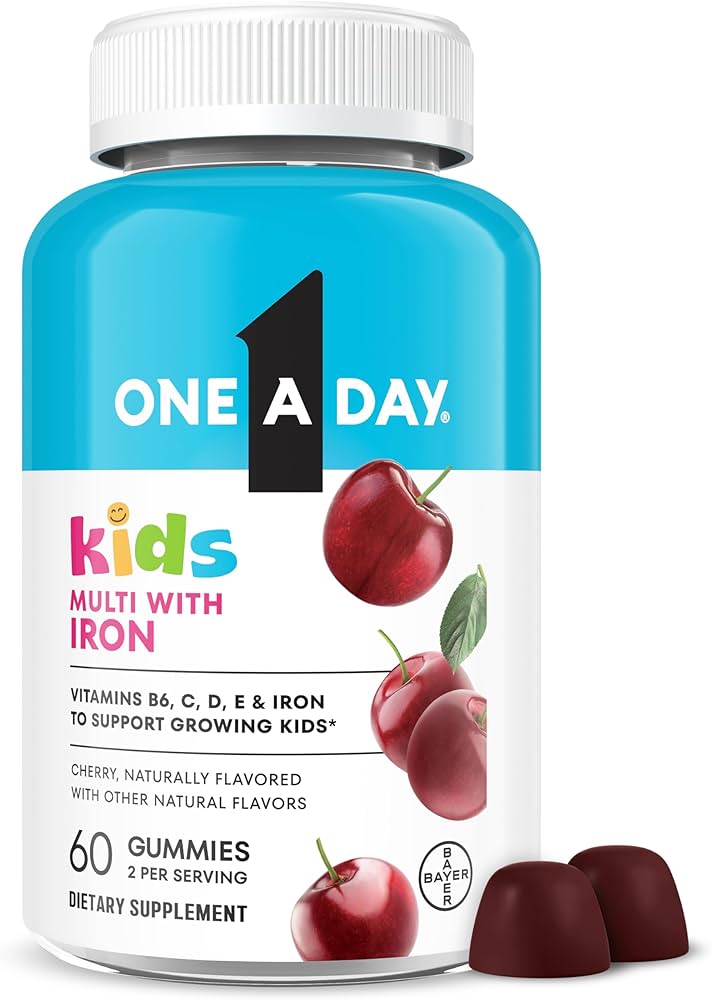 One A Day Kids Multi with Iron, 60 gomitas · Cereza